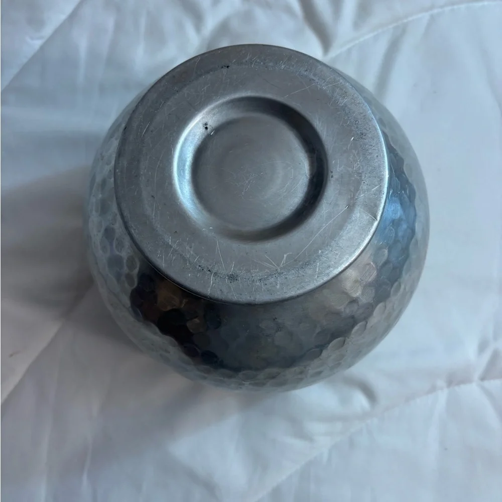 Vintage Retro MCM Hammered Aluminum Apple Shaped Bar Ice Bucket Cocktail Jar
